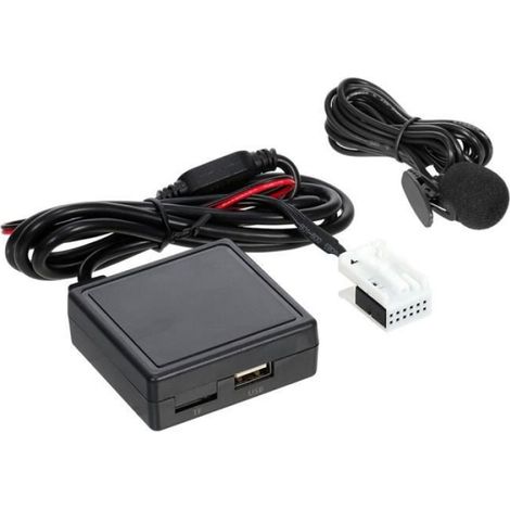 Adaptateur Audio Mains Libres Sans Fil - Bluetooth AUX USB - Pour Voiture Peugeot C2 C4 307 308 - Noir - 1 Pièce (1/4)
