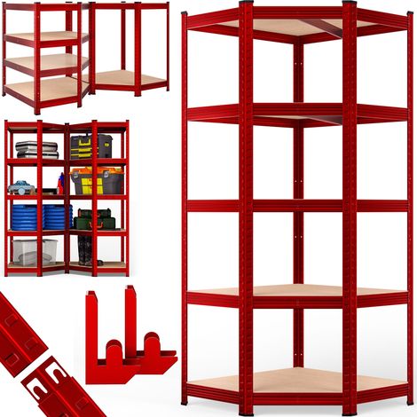 MONZANA® Scaffale metallo angolare scaffali ad angolo scaffalatura in metallo 180x70x40cm 875 kg 5 pannelli in MDFmobile per cantina officina magazzino Rot (de)