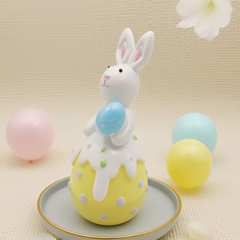 Figurine Lapin De Pâques - Résine - 12 x 4,7 x 4,3 cm - Décoration Printemps Intérieur Jardin Table - 1 Pièce (1/5)