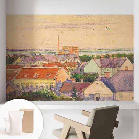 Fototapete Tapete Vliestapete mit Kleber - Wandtattoo - leicht anzubringen - Wandverkleidung Stadthäuser 104x70 cm (1/5)