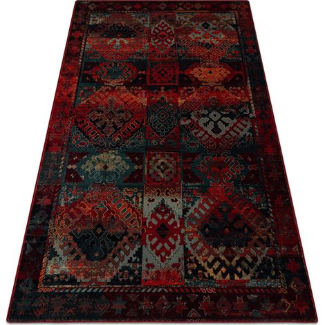 Wollteppich OMEGA AVAR Rahmen, Diamanten, orientalisch - rubin red 170x235 cm