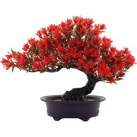 Árbol bonsái artificial, planta falsa en maceta para decoración - Plantas artificiales para el hogar - Bonsái de pino de 32 cm - Árbol artificial con follaje para decoración floral del hogar (1/5)