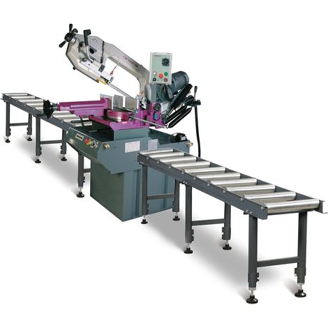Scie à ruban pour métaux -45°/+60° capacité 255 mm 1,5 kW 400V – Vitesse variable 15-100 m/min – 2 convoyeurs 3M – 5 lames de scie – Optisaw