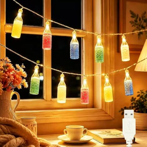 Guirlande lumineuse LED pour bouteilles 1,5 m USB, éclairage verre à bière parfait pour fêtes et soirées festives (1/4)