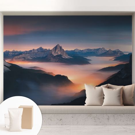 Tapete Vliestapete mit Kleber - trendige Wanddeko - elegant Fototapete für Wohnzimmer - Schlafzimmer Aufgehende Sonne 208x146 cm (1/5)