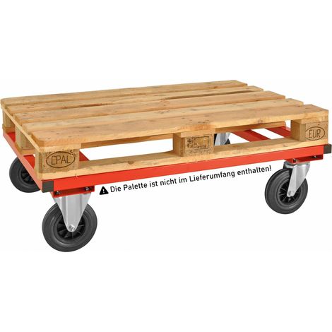 Kongamek Palettenwagen in rot 305mm hoch ohne Bremse für Paletten 1200x1000mm (1/2)