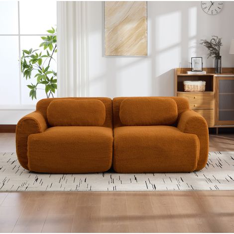 Sofá modular compacto, comodidad tipo colchón, tejido chenilla, color caramelo (1/5)