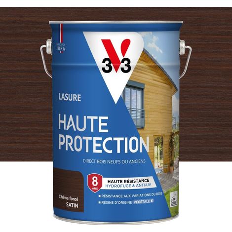 Lasure Bois extérieur Chêne foncé satin - Protection 8 ans - résistance hydrofuge et anti-UV - Résiste aux variations du bois - résine d'origine végétale - 5L (1/4)