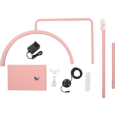 Lampadaire LED beauté 40W 22 pouces, demi-lune rose, température 2700-5600K, pour sourcils tatouage ongles art, 100-240V prise UE. (1/5)