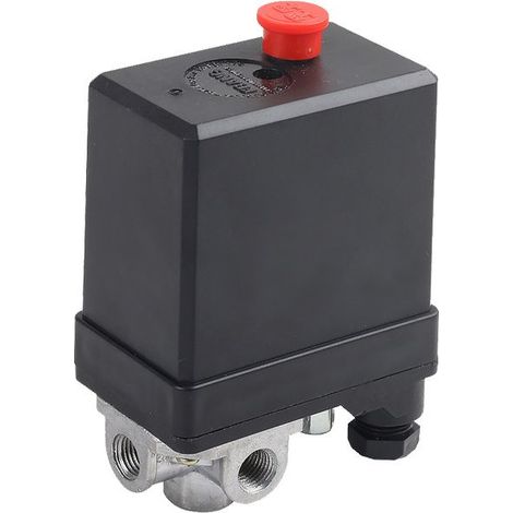 Pressostat de Compresseur d'Air G1/4" 220V 16A 3 Ports Monophasé pour Vanne de Commande de Pompe, Plage de Pression 0.5-0.8 MPA (90-125 PSI) (1/4)
