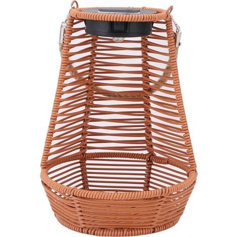 Hängender Solar-Rattan-Pflanzkasten, wasserdichte Außenlaterne, für Terrasse und Balkon, braun (1/5)