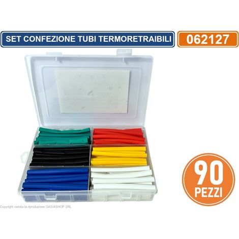 CONFEZIONE SET 90 PEZZI TUBI Ø8MM GUAINA TERMORETRAIBILE TERMORESTRINGENTE (1/2)