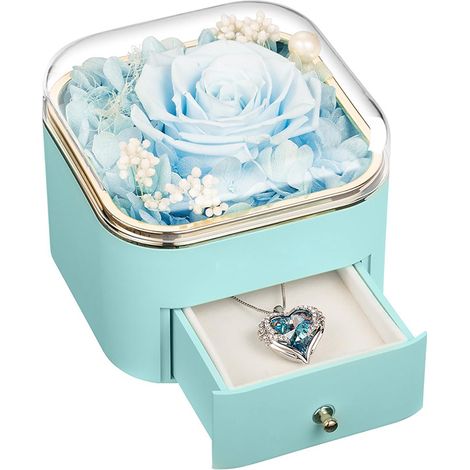 Boîte-cadeau de bijoux de rose préservée, cadeaux pour les femmes maman femme et petite amie, farceurs de bas pour les femmes, cadeaux d’anniversaire (1/5)