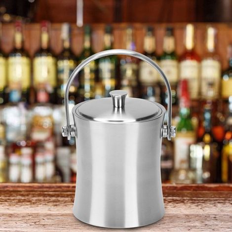 1-Liter-Eiskübel aus Edelstahl für den Haushalt, Behälter für Bier, Champagner, Fässer, Weinflaschen, Utensilien (1/5)