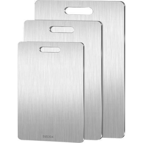 Planche à découper en titane, planche à découper en acier inoxydable, double titaneCompatibel med kärning av kött, kärbrädKompatibel med frukt, 34x23cm-FD17-tfrf