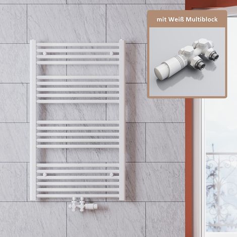 SONNI Handtuchtrockner Bad 1000x600mm Badheizkörper Weiß Heizkörper thermostatkopf,mit Ventil,522 Watt (1/5)