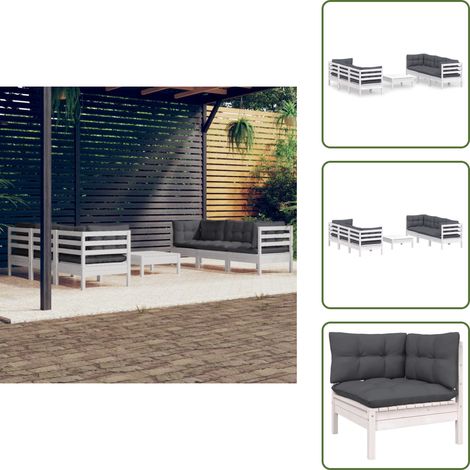 Cojines para sofás - vidaXL Muebles de jardín 7 pzas con cojines antracita madera de pino - Muebles de jardín modulares