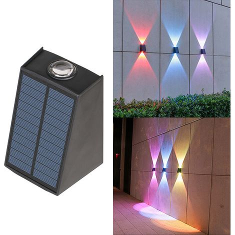 Applique murale solaire d'extérieur à 2 LED, éclairage d'ambiance étanche, éclairage décoratif pour jardin, cour, porche, allée, lumière multicolore (1/5)