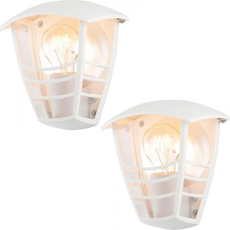 Litecraft Francis Wall Lights Outdoor IP44 E27 Half Lantern in White - 2 Pack (1/5)