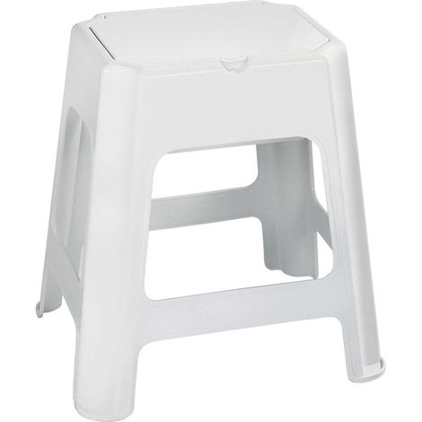 Aqualine Accessori - Sgabello da bagno, con vano portaoggetti, bianco 90902W