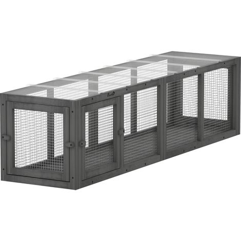Katzentunnel Katzenspielzeug en bois avec 3 portes, 5 x 38, 5 cm gris, erweiterbar Spieltunnel pour chats jusqu’à 10 kg (1/5)