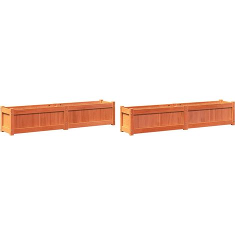 Maison Exclusive - Jardineras de exterior 2 uds madera maciza de pino marrón cera