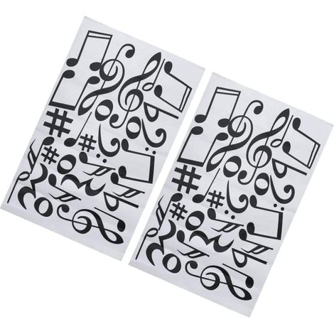 2pièces Sticker Mural Pvc Autocollant Musical Forme Note De Musique Réfléchissant Décoratif Pour Intérieur Murs Fenêtres (1/5)