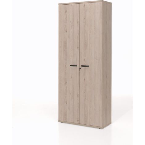Armoire haute de bureau contemporaine 90 cm chêne clair Othello