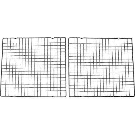Lot de 2 grilles de refroidissement en acier au carbone noir antiadhésif, plaque de cuisson et de grillage pour four. (1/4)