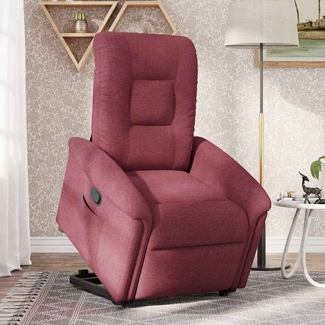 Maison Exclusive - Sillón reclinable elevable tela rojo tinto