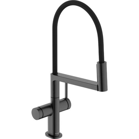 Hansgrohe Talis Select M54 PowderSpray - Grifo de fregadero con brazo flexible y ducha, EcoSmart, cromo negro cepillado 72861340