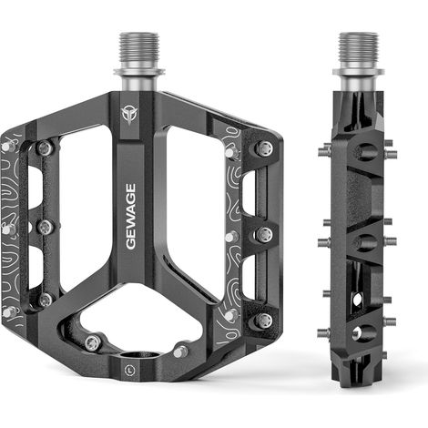 Pédales de vélo plateforme en aluminium noir Gewage, 3 roulements étanches (1/4)