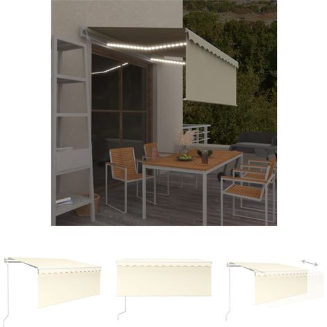 Markise mit Rollo - vidaXL Markise Automatisch mit Rollo LED Windsensor 3,5x2,5m Creme - Außenmarkise (1/5)