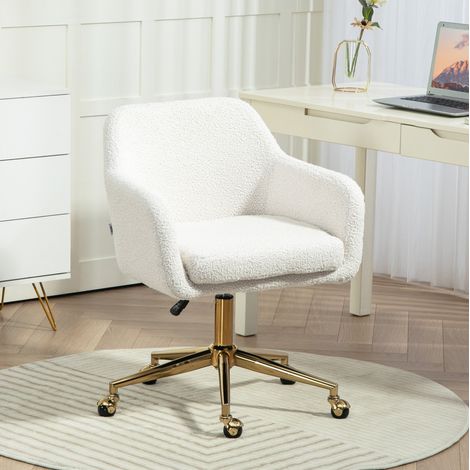 Sedia da ufficio girevole regolabile con ruote, bianco crema HAVRYA (1/5)