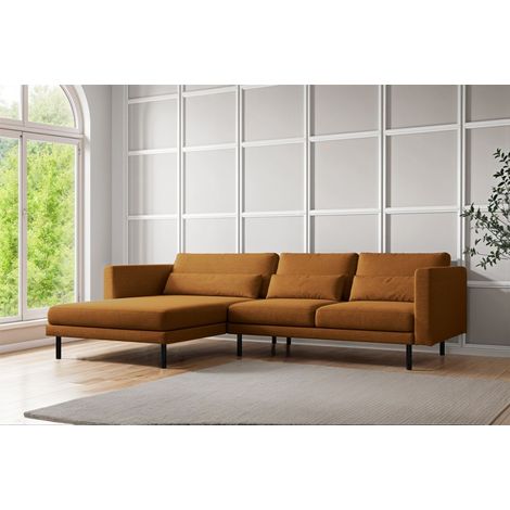 Ecksofa Designersofa AGADA in Stoff Verita Rostbraun Ottomane Links (1/2)