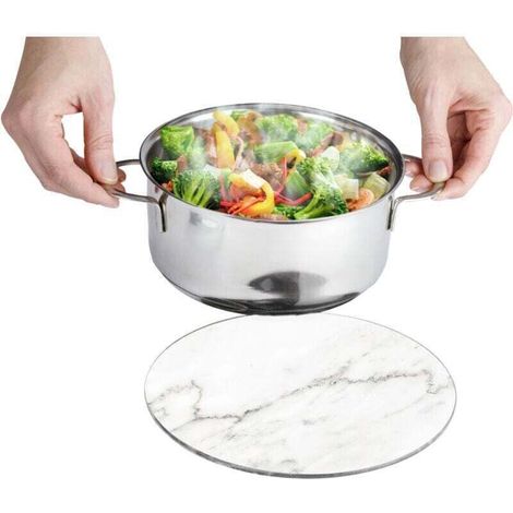Dessous de plat, dessous de plat en verre, design marbre, Verre, ø20 cm, Gris (1/4)