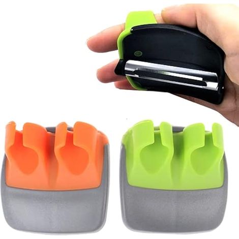 2 Pcs Éplucheur à légumes manuel, Grip en caoutchouc pour doigts, Gadget de cuisine en silicone, Confortable pour éplucher citrouille, carotte, concombre, pomme de terre et plus (1/5)