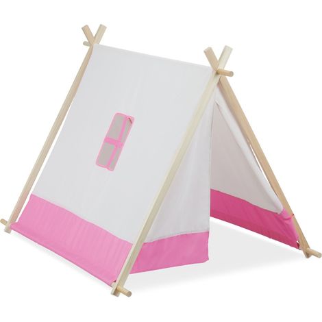 Tente de jeux décorative pour chambre d'enfant 150 x 100 x 100 cm avec fenêtres et accès facile en bois blanc (1/5)