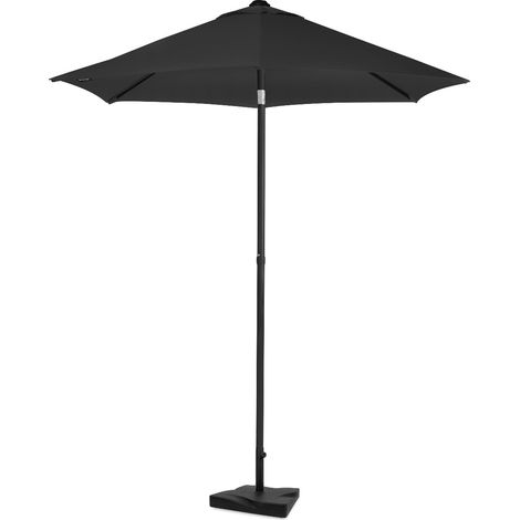 VONROC Premium Parasol Torbole - Ø200cm - set combiné incl. pied 20 kg - Résistant aux UV - Durable - Anthracite/noir - Housse incluse