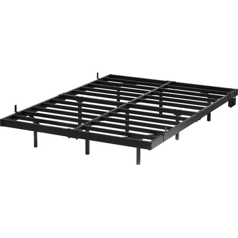 Lit 140x190 flottant avec effet suspendu, LED multicolore, station de charge USB et prises, cadre en métal robuste avec sommier à lattes, montage facile, noir - CHICFURN (1/5)