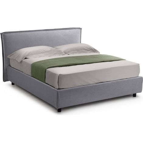 Letto Matrimoniale Brolo, Letto Matrimoniale Sfoderabile, Contenitore Made in Italy, Dimensione Materasso 160x190 cm, Grigio