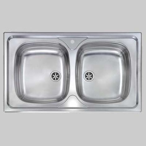 LAVELLO INOX DUE VASCHE INCASSO - 86 x 50