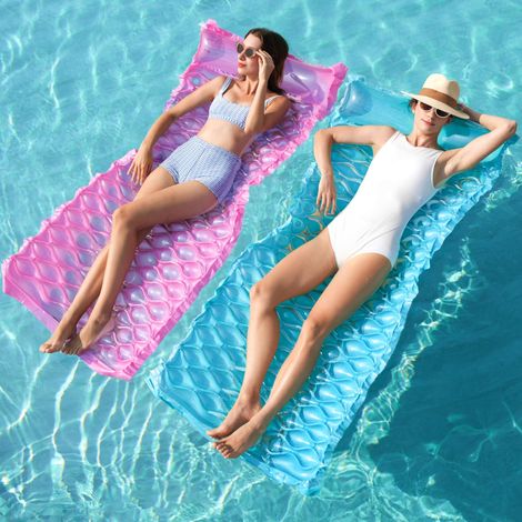 Grand matelas flottant 2 pièces avec appuie-tête pour adultes, matelas de natation gonflable, piscine, plage, détente estivale (1/5)