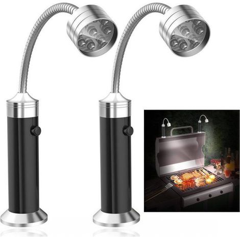 Lampe magnétique pour barbecue - - Base magnétique puissante 2,3 cm - Bras flexible 360° - 9 LED haute luminosité