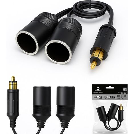 1 Adaptateur Allume-cigare, Convertisseur Hella Din, Sortie Double, Câble Extension 24cm, Pour Véhicule 12v 24v (1/5)