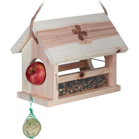 Comedero para pájaros en madera natural
