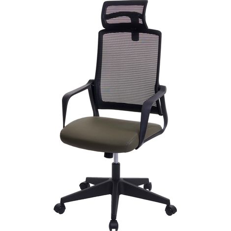 Poltrona sedia ufficio regolabile HHG-064 ergonomica design moderno ecopelle tessuto verde oliva