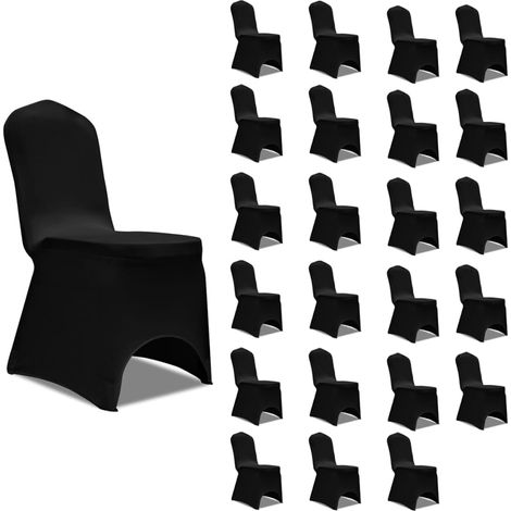 Housses élastiques de chaise Noir 24 pcs (1/5)
