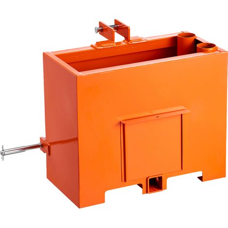 Mophorn Boîte de ballast pour tracteur à 3 points catégorie 1, capacité maximale de 363 kg, volume de 0,09 m³, en acier Q235, équipée d'un récepteur de 55 mm et d'une porte coulissante, orange (1/5)