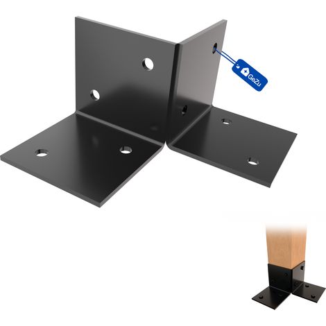Lot de 16 Support de sol pour pergola 71 x 71 mm – Revêtu de poudre noire – Kit de pergola en bois – Plaques de sol – Fixation au sol – Connecteur de poteau – GeZu Impex (1/5)